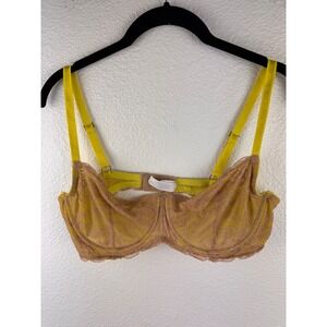 Fredericks‎ of Hollywood Bra 38C Lace Yellow Lingerie Underwire Sexy